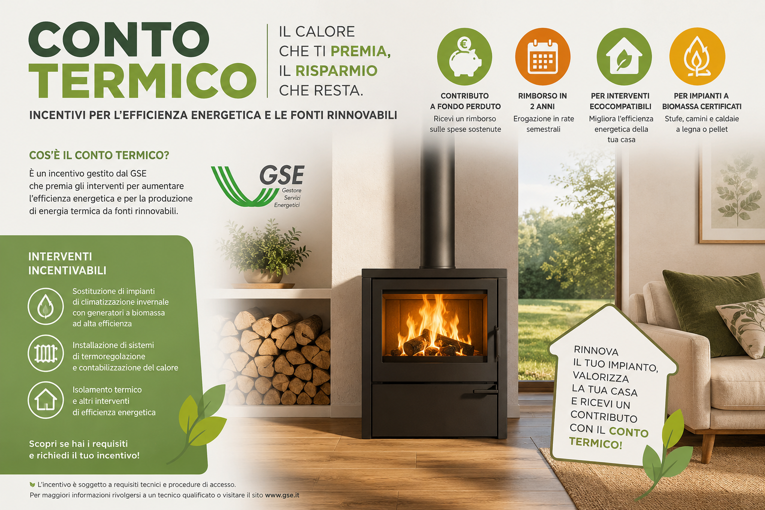Sostituzione stufe con sconto 50% e conto termico
